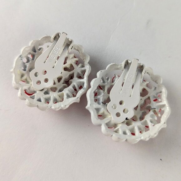 Vintage 50s/60s Red Bouquet Clip-on Earrings - Picture 6 of 7